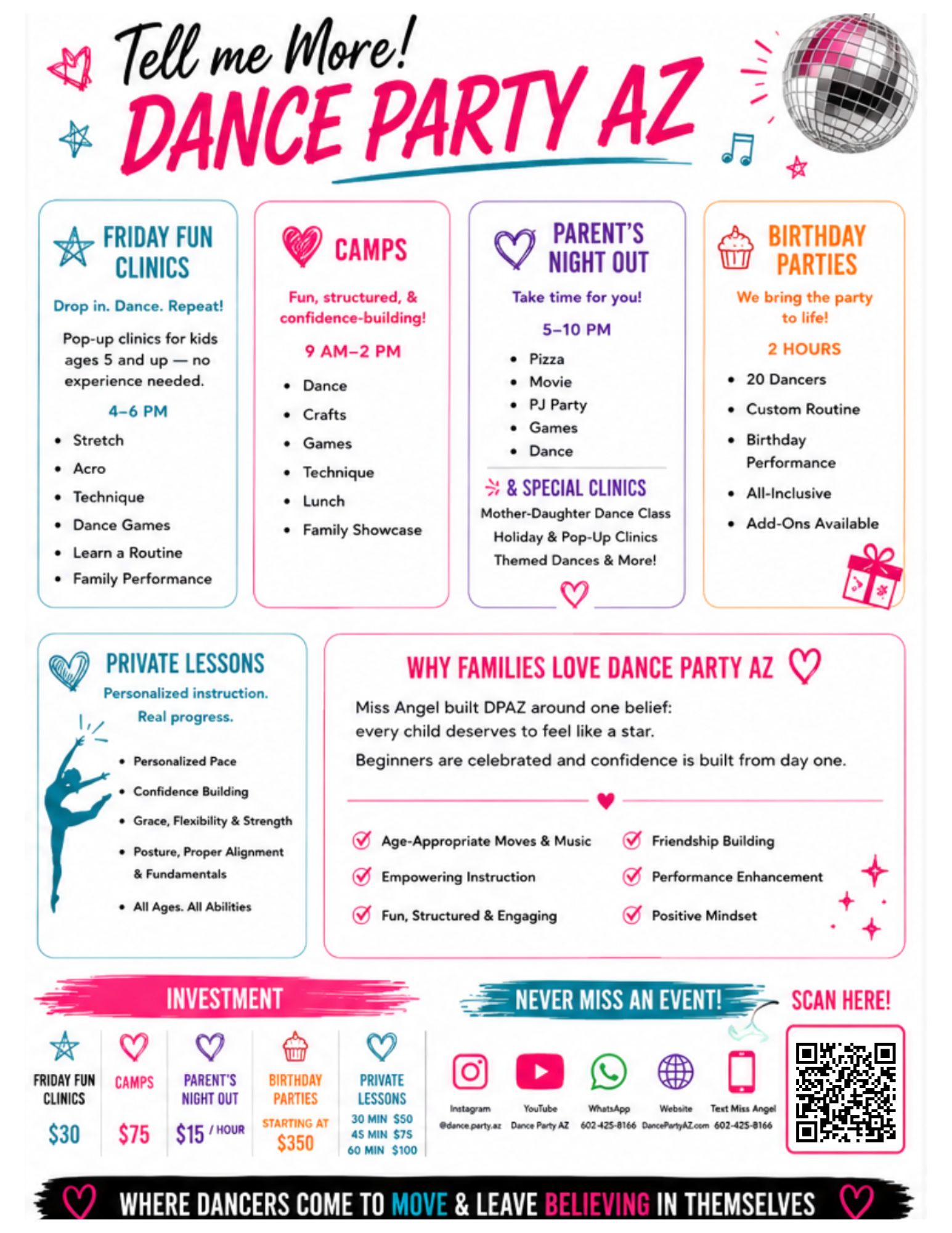 Dance Party AZ Services - Friday Fun Clinics, Camps, Parent's Night Out, Birthday Parties, Private Lessons