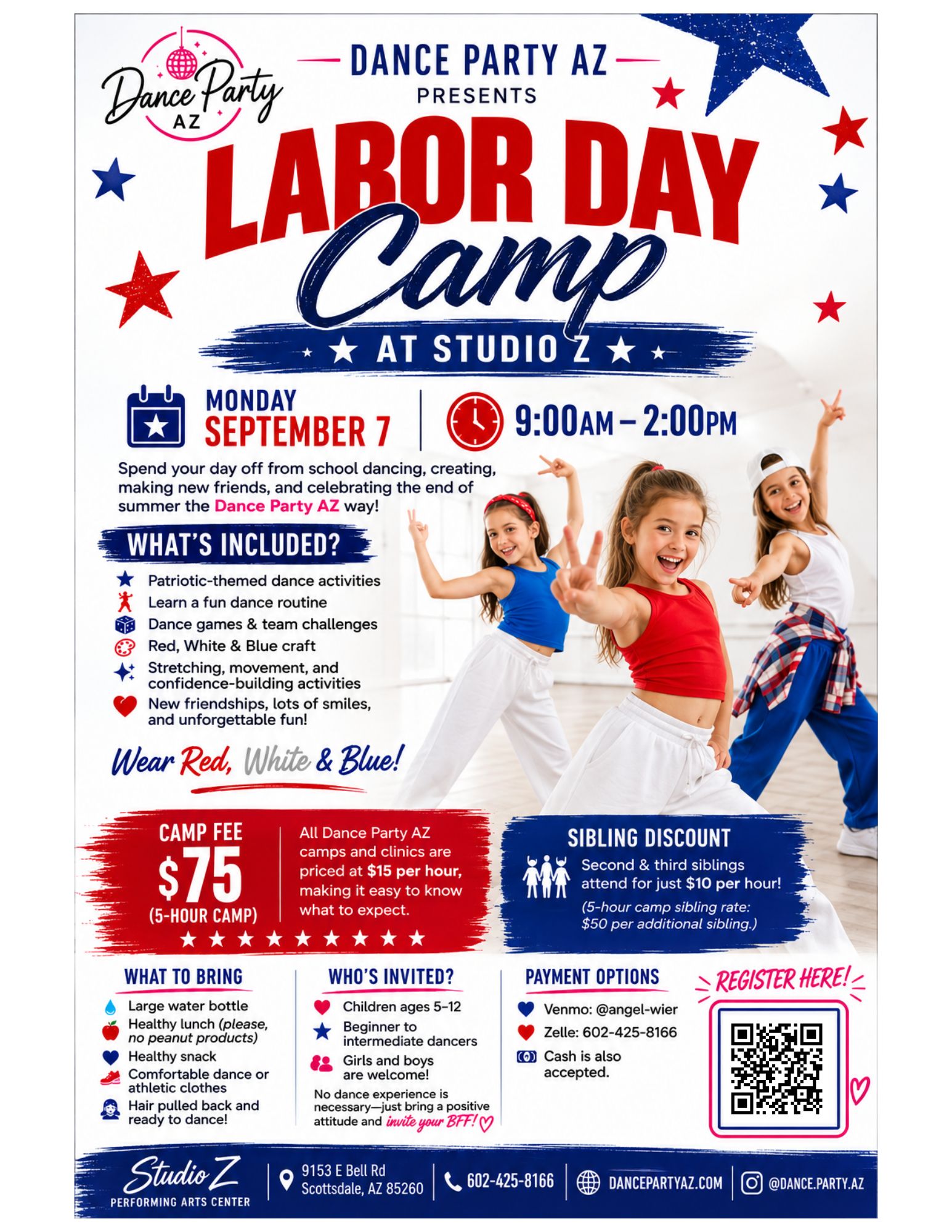 Dance Party AZ Labor Day Camp at Studio Z