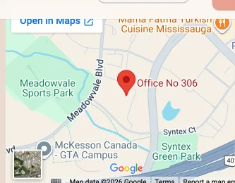 Map of Mississauga clinic location