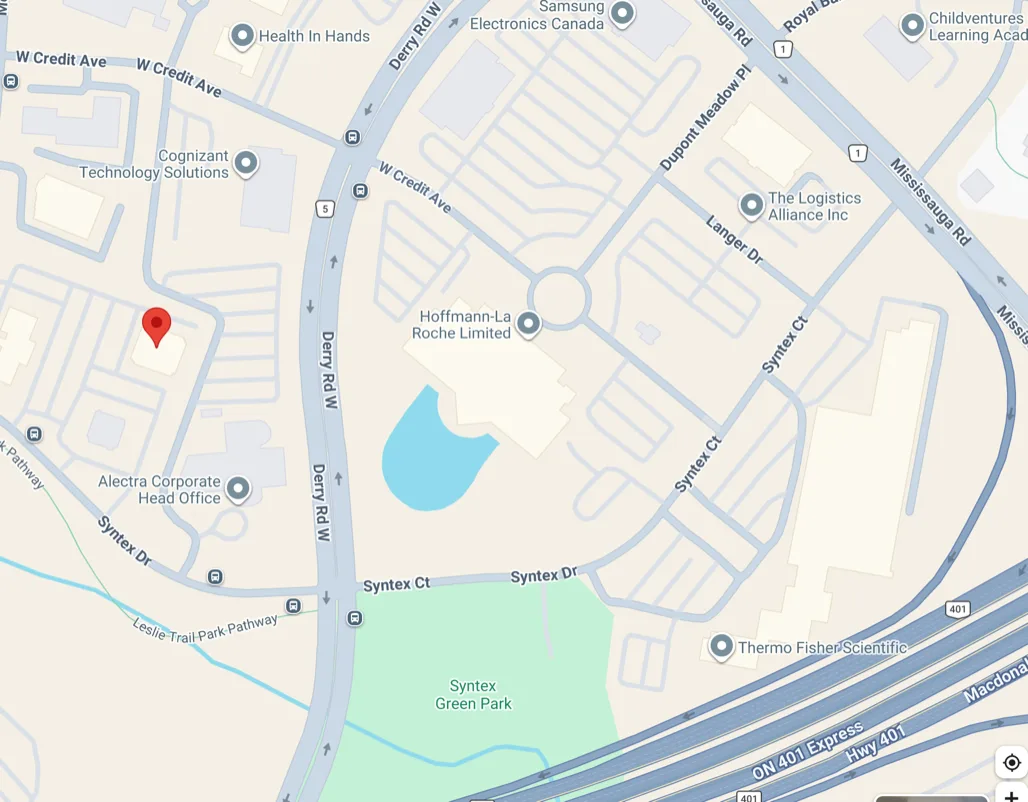 Map of Mississauga clinic location