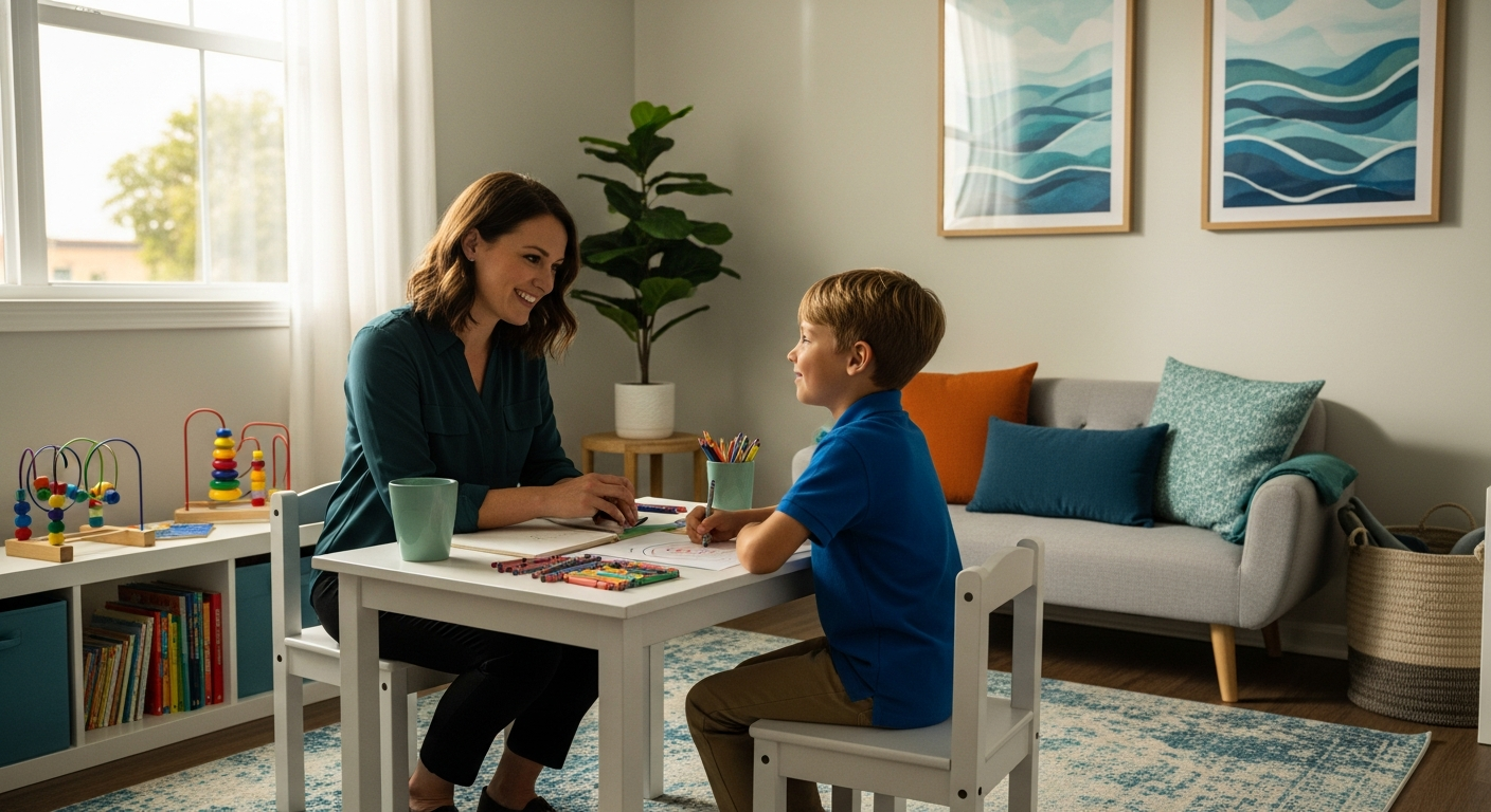 Therapist helping a child