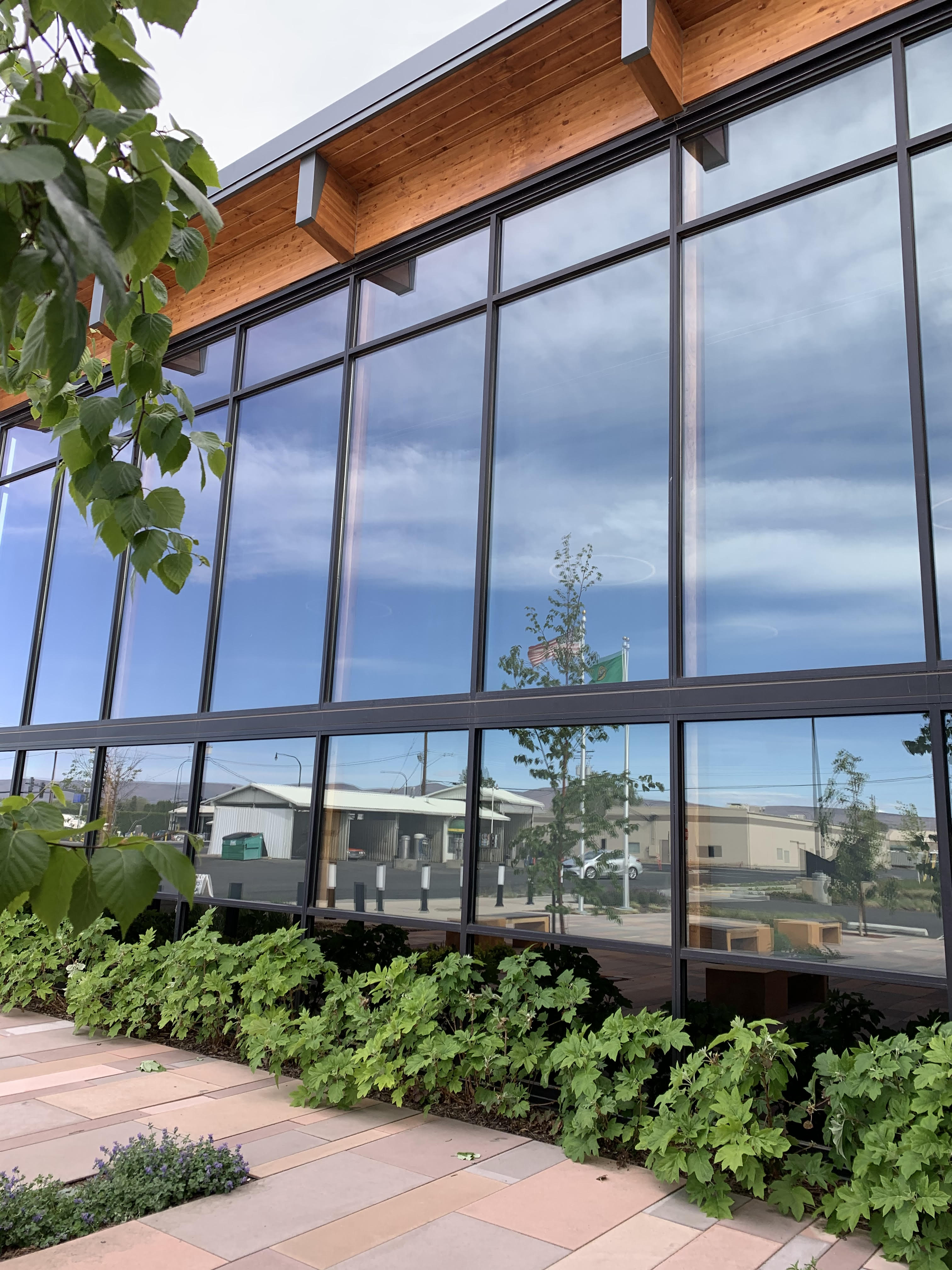 Modern glass building facade
