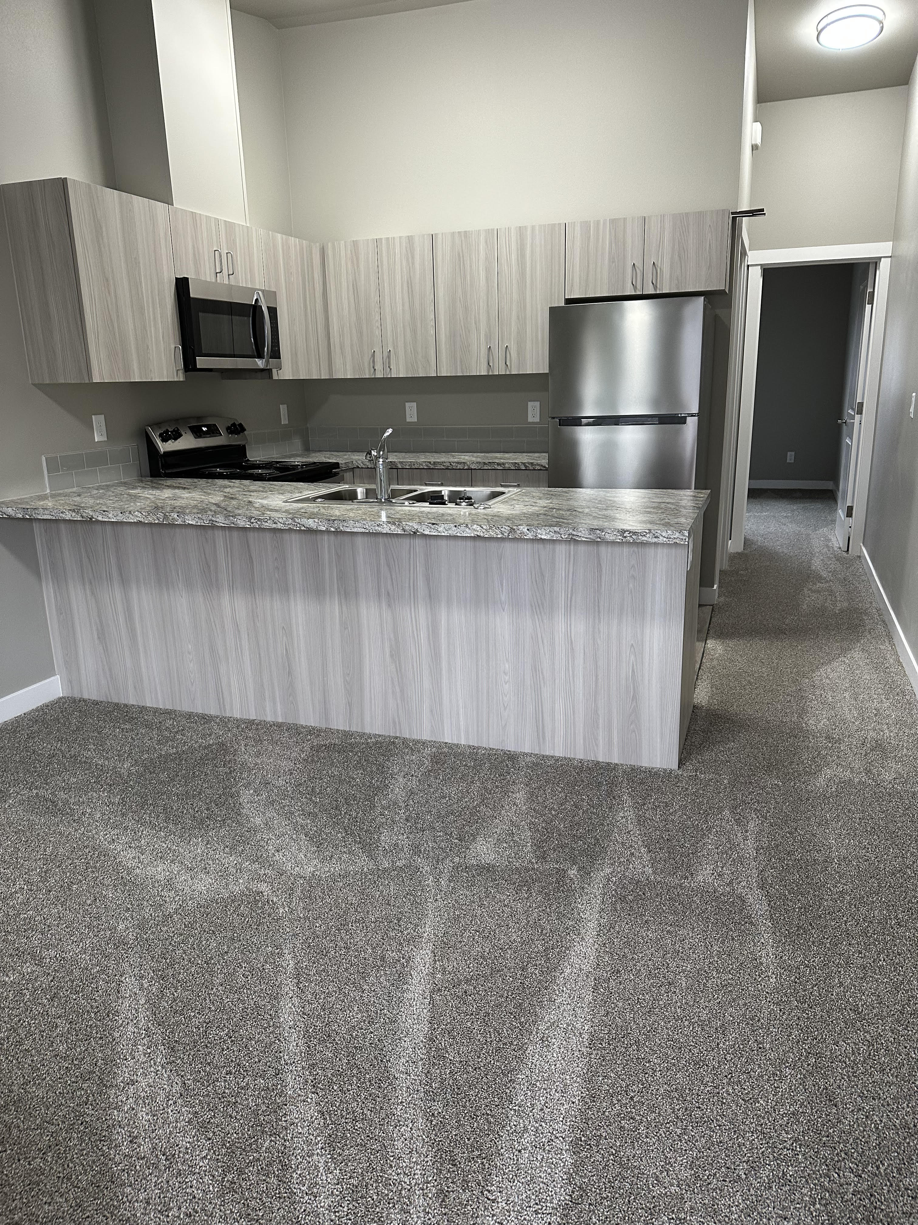 Clean carpeted apartment unit