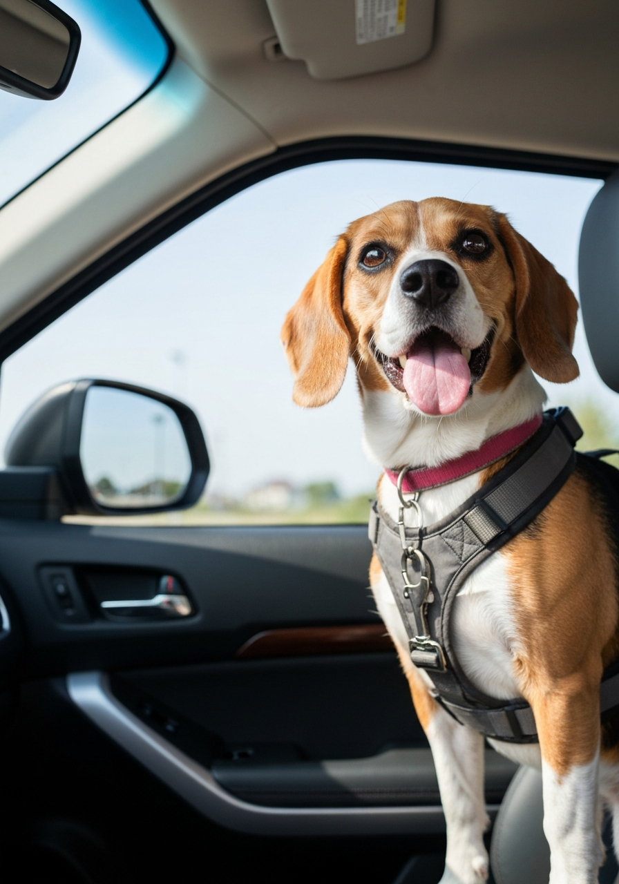 Dog looking out car window