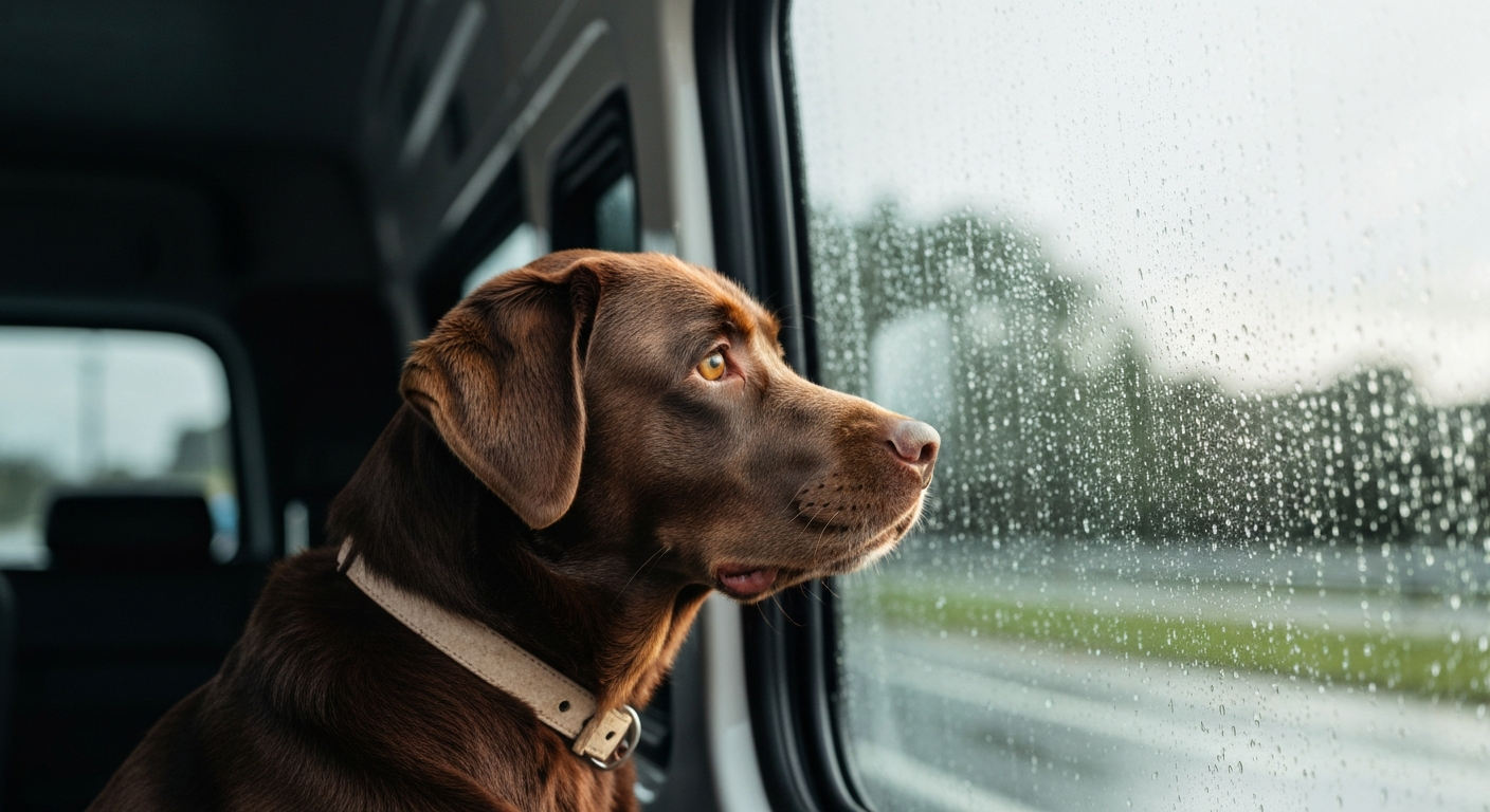 Dog looking out window