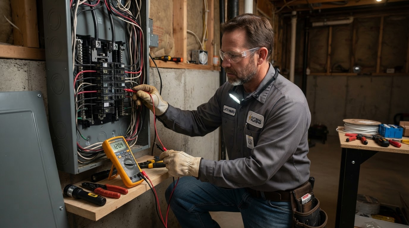 Electrical contractor at work in NYC