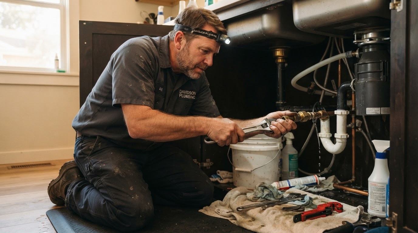 Plumbing contractor at work in NYC