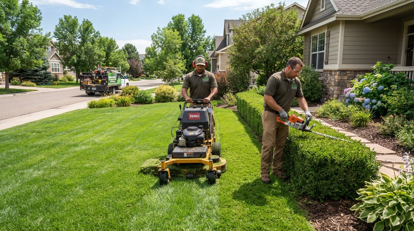 Landscaping contractor at work in NYC