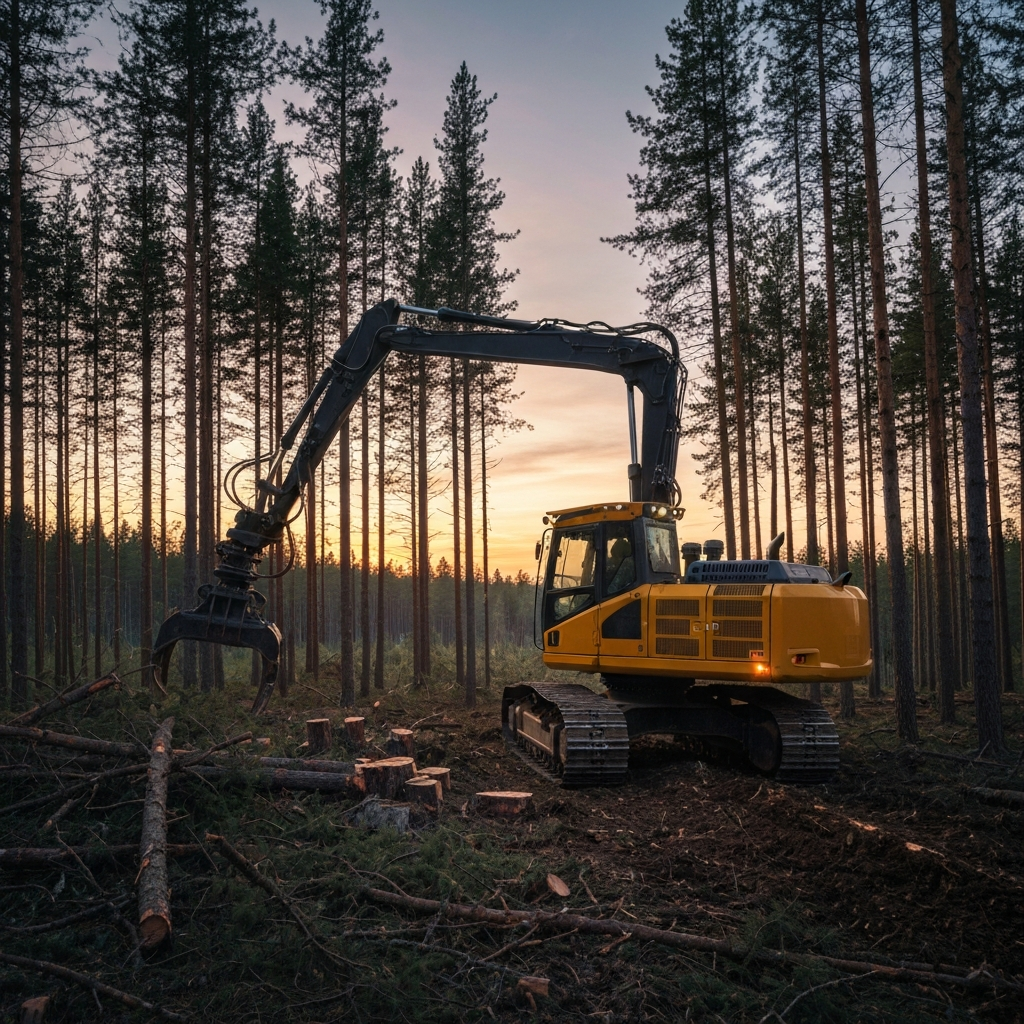 Excavator with Mulching Head