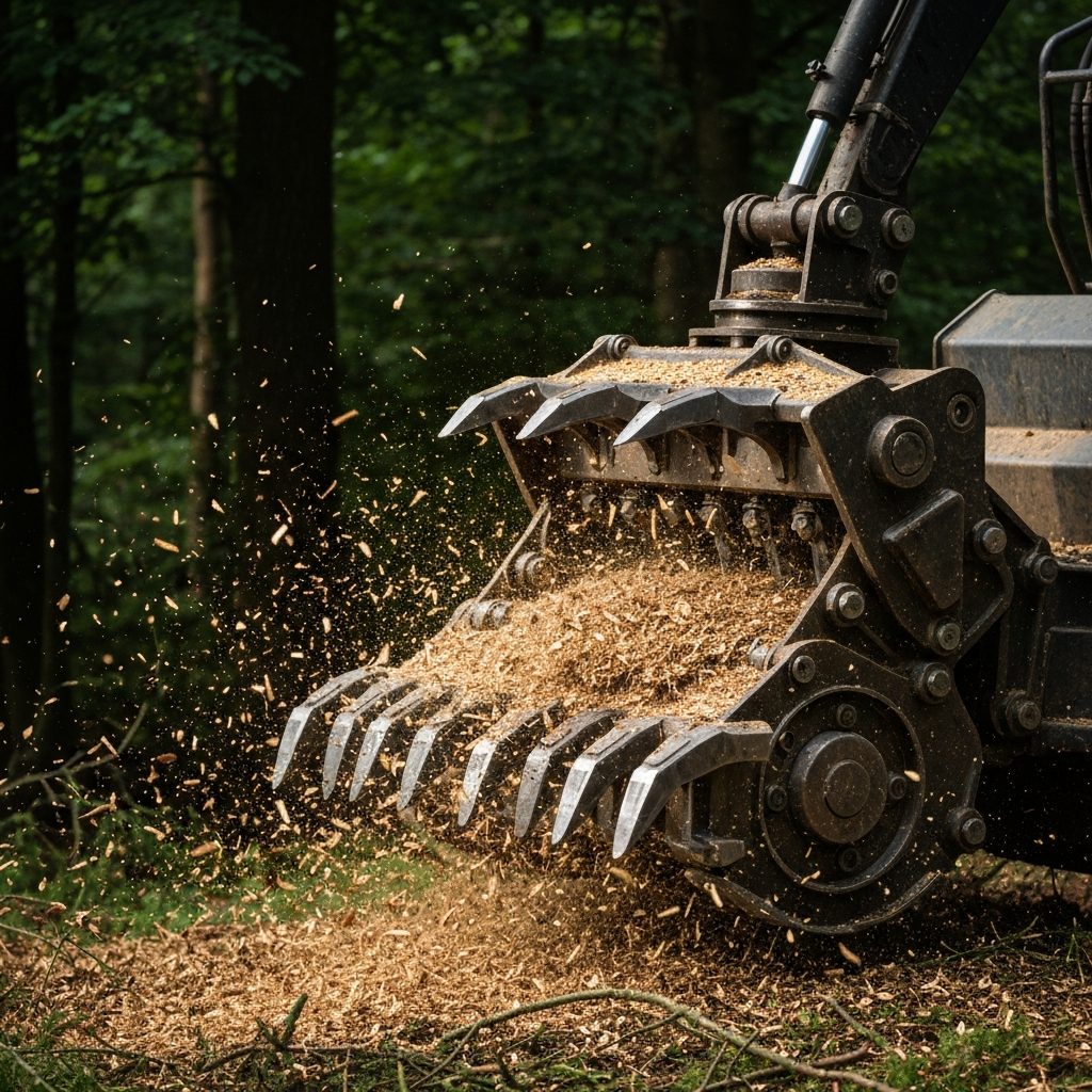 Excavator with Mulching Head