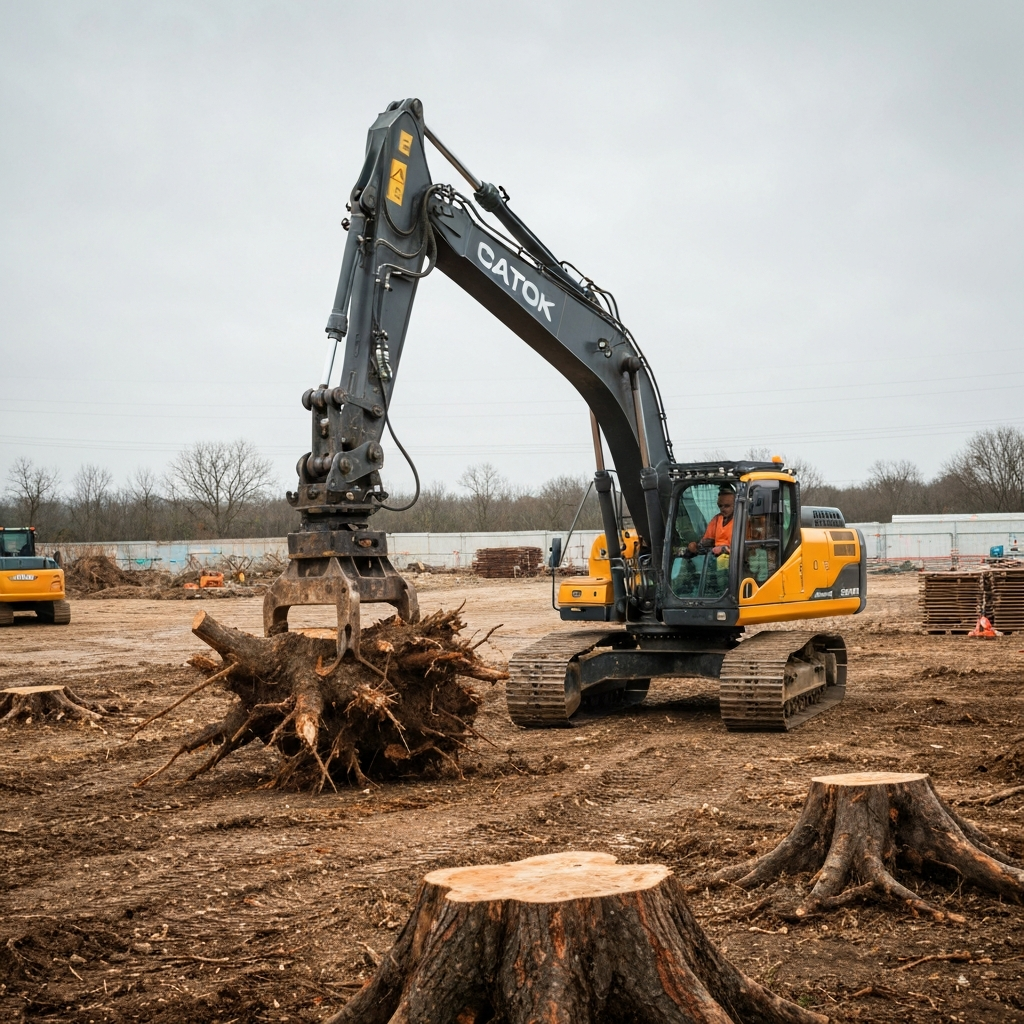 Excavator with Mulching Head