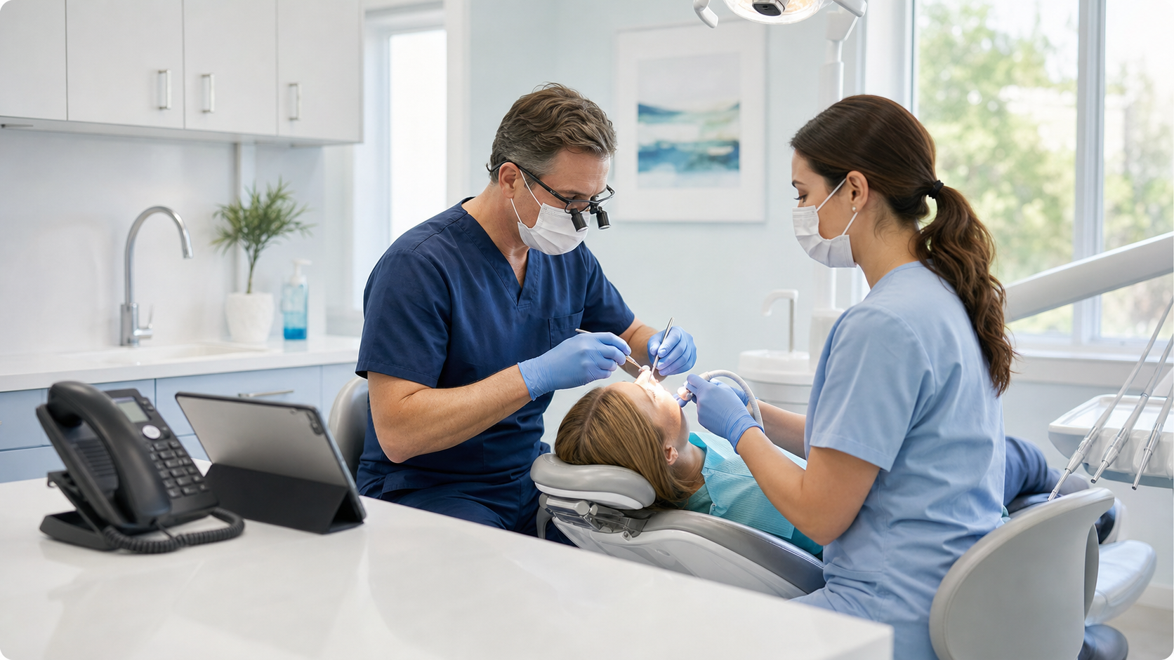 Dental team focusing on patient care while 360 AI handles the phones