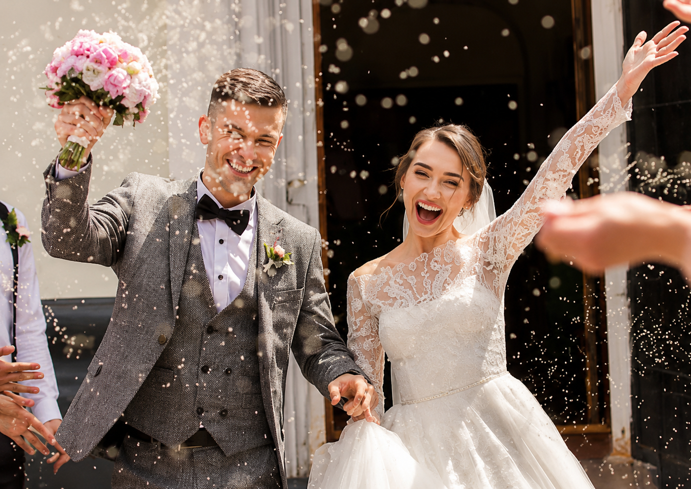Happy couple at wedding