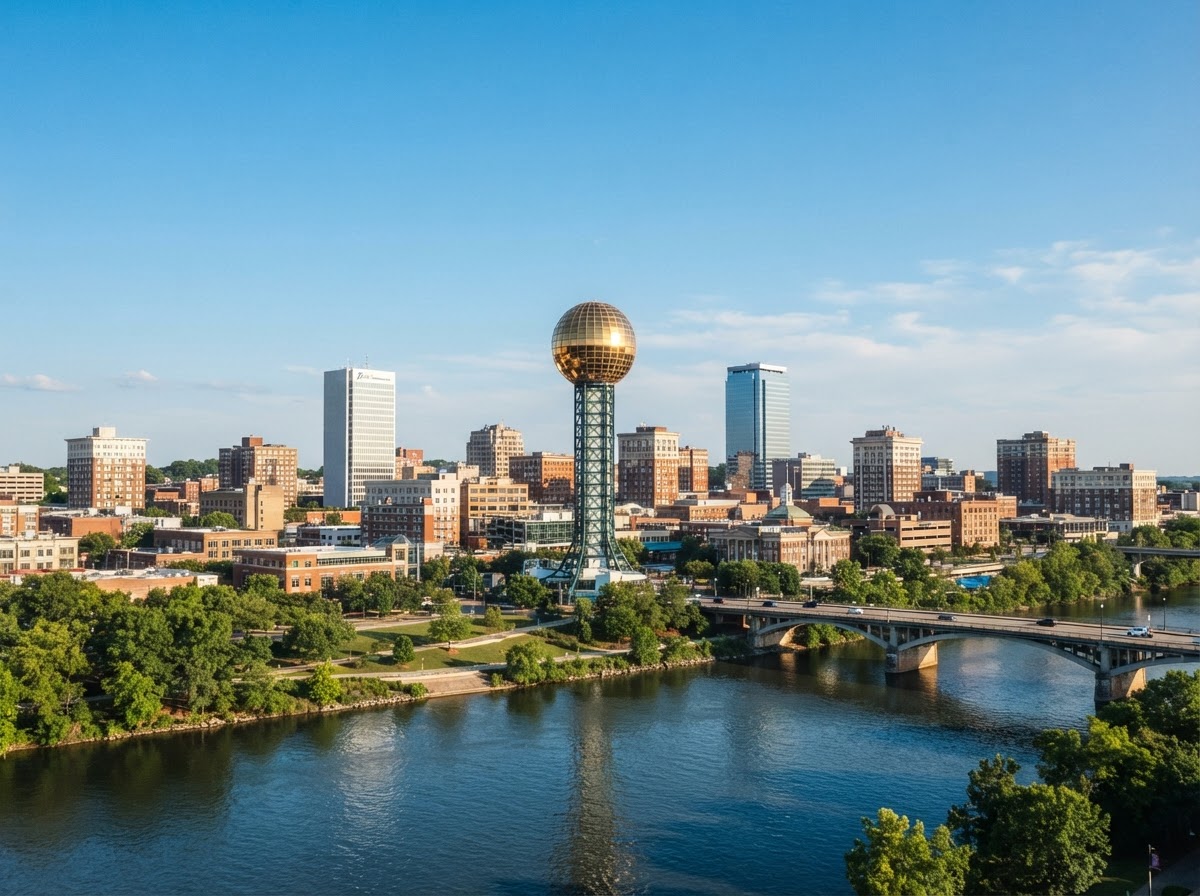 Knoxville Tennessee Sunsphere skyline at midday