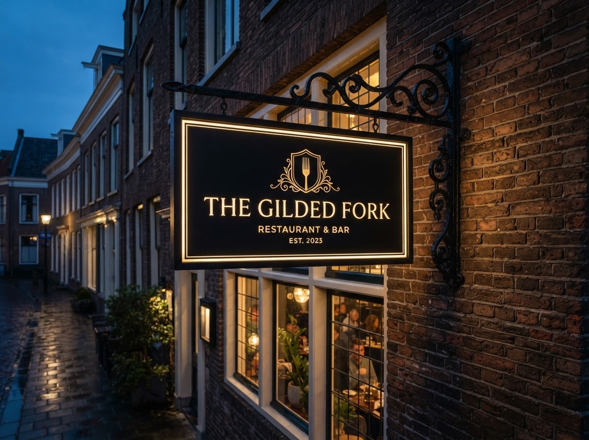 Illuminated Blade Sign — The Gilded Fork