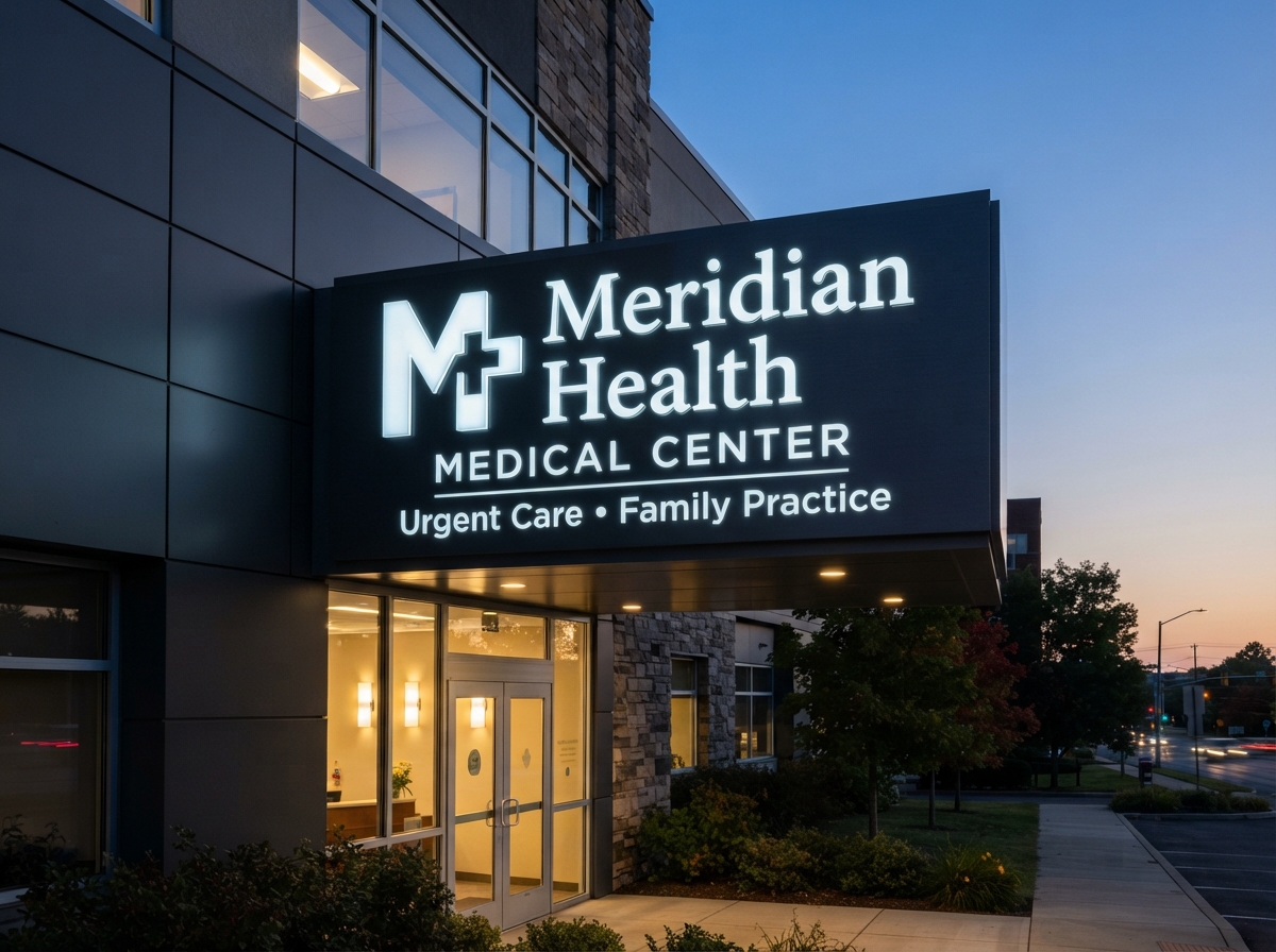 Routed Aluminum Push-Through Acrylic Cabinet — Meridian Health