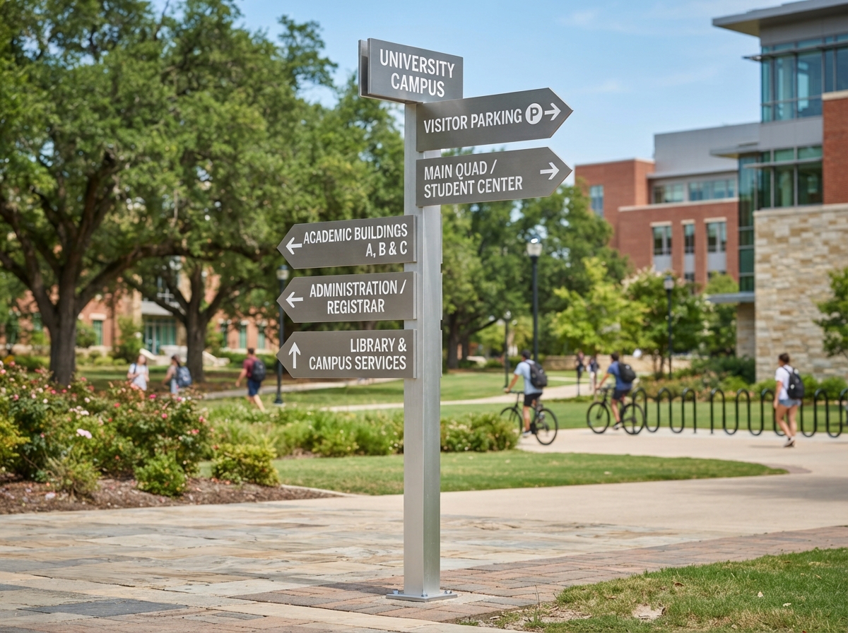 Campus Directional Post — Visitor Wayfinding