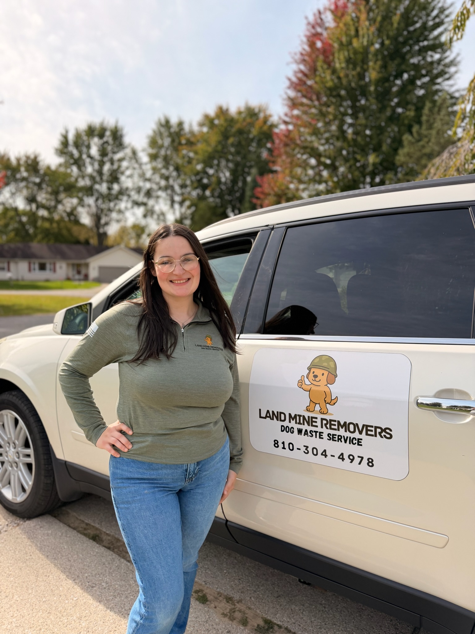 Jorden with the Land Mine Removers service vehicle