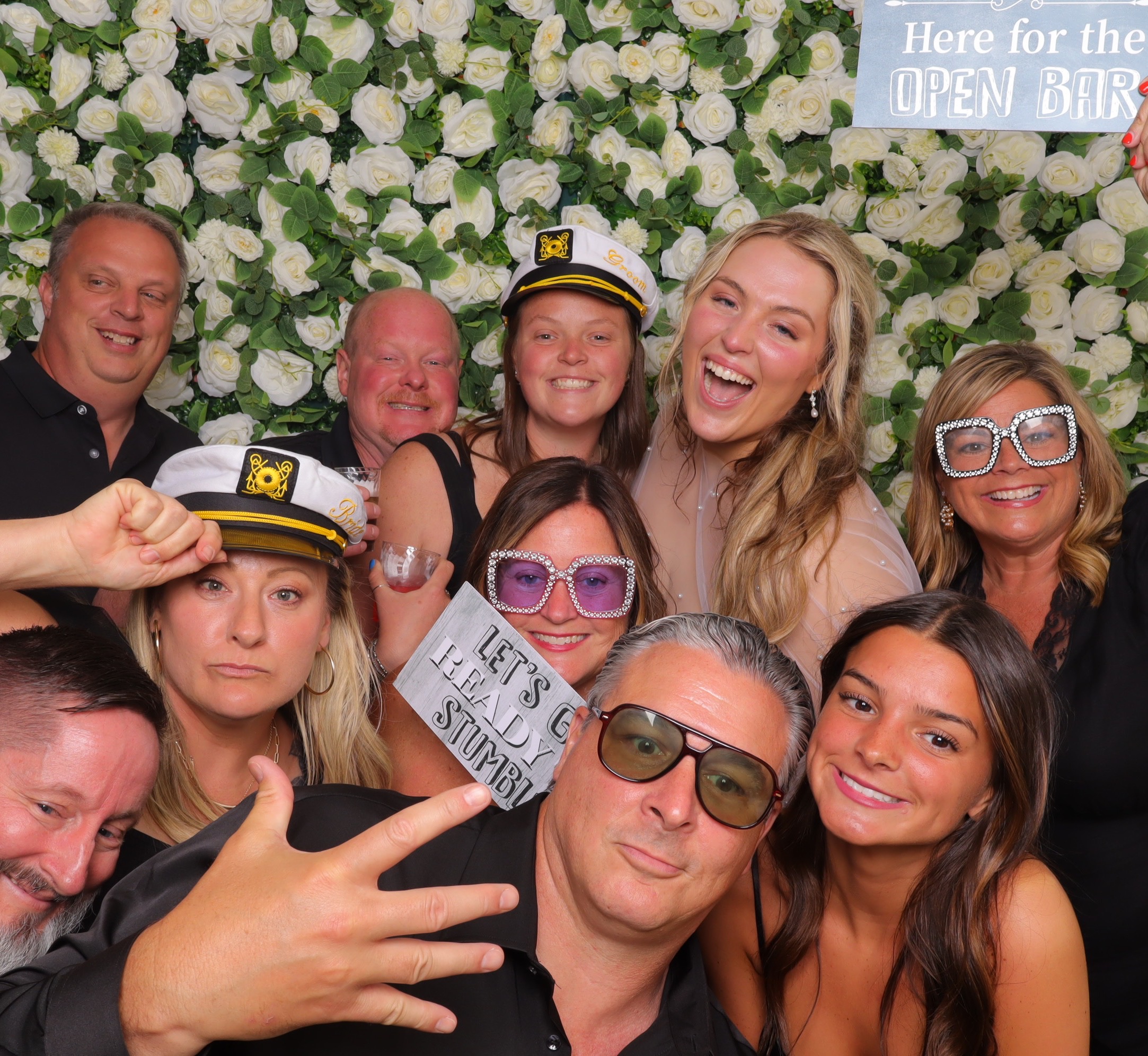 Wedding guests having fun at a Photo-N-Go booth experience