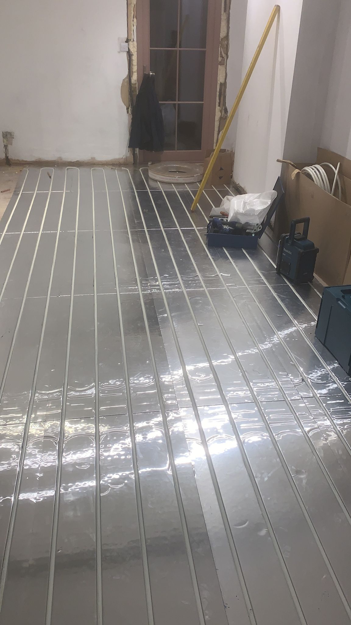 Underfloor heating pipework installation