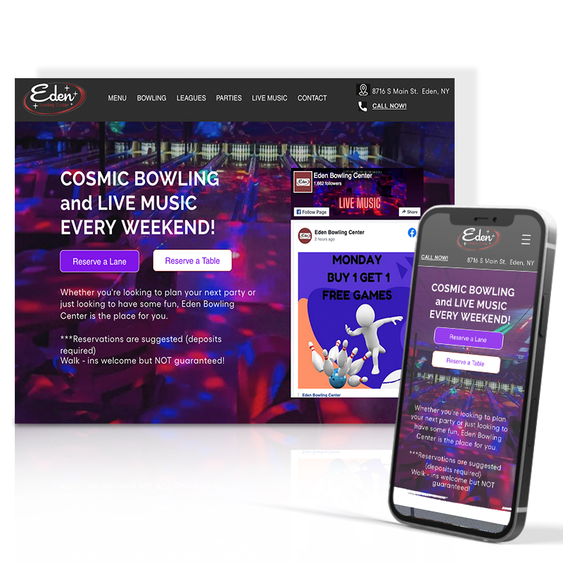 Eden Bowling Center website design