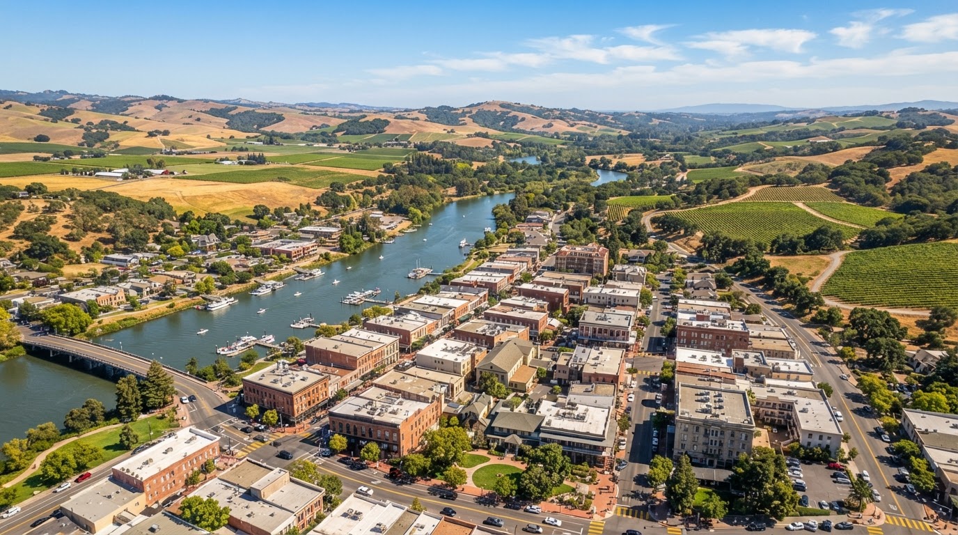 Petaluma, California cityscape