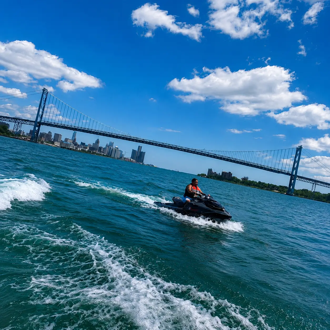 Riding a jet ski on the Detroit River - photo 1