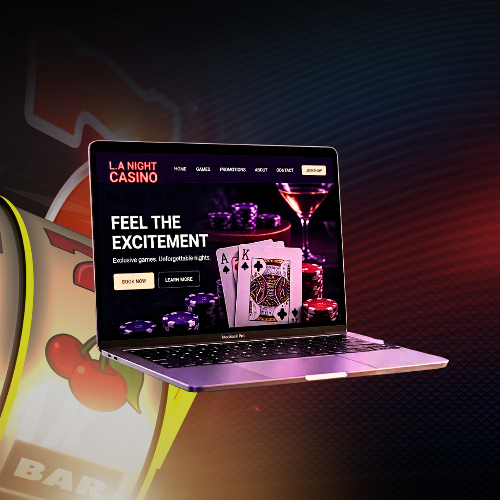 L.A. Night Casino website mockup on MacBook