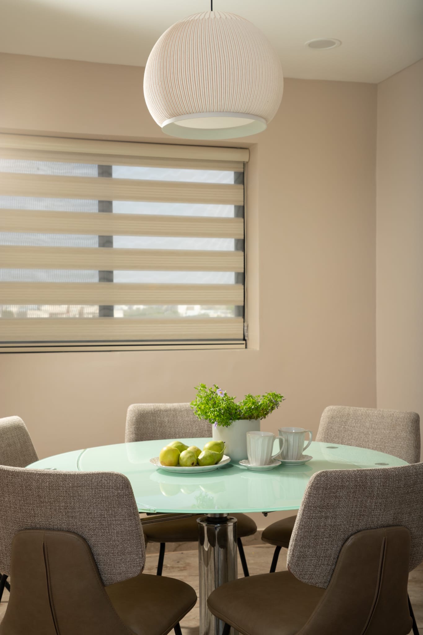 Round dining table with chairs