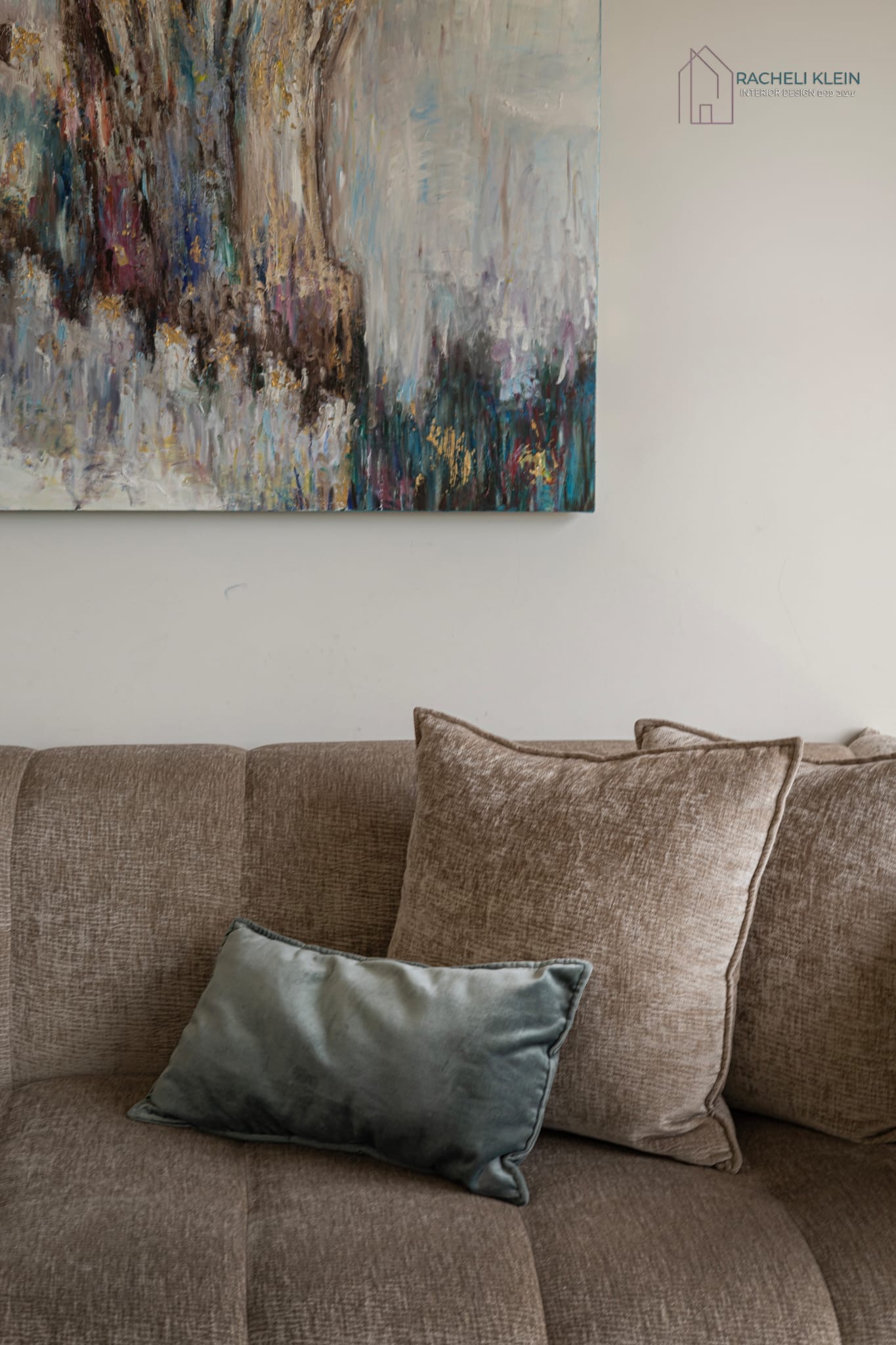 Couch with abstract painting