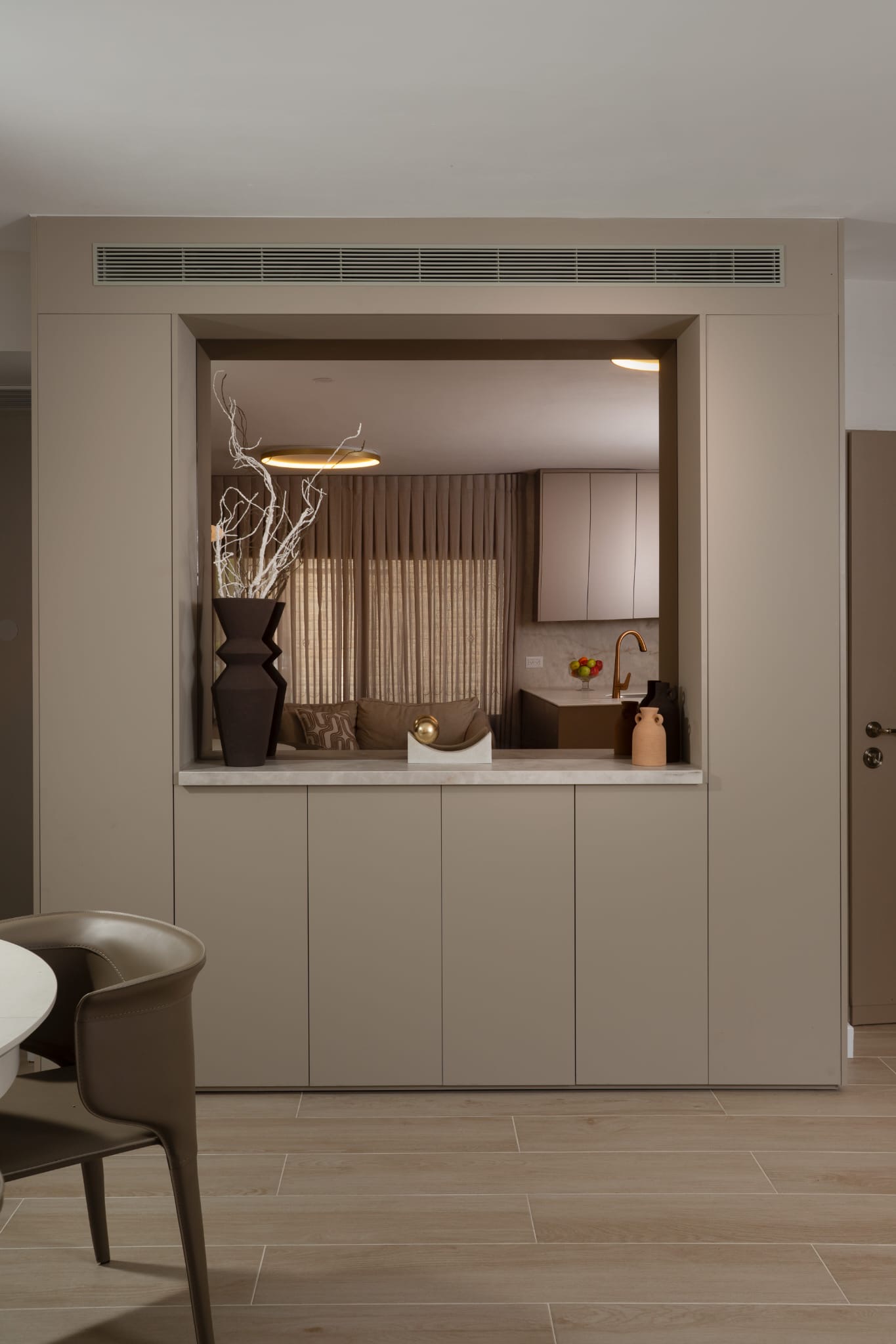 Pass-through window to kitchen