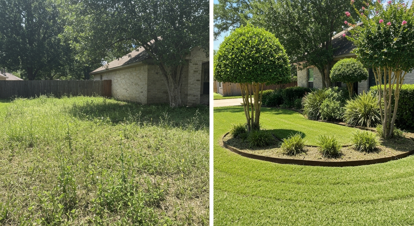Before and after yard cleanup