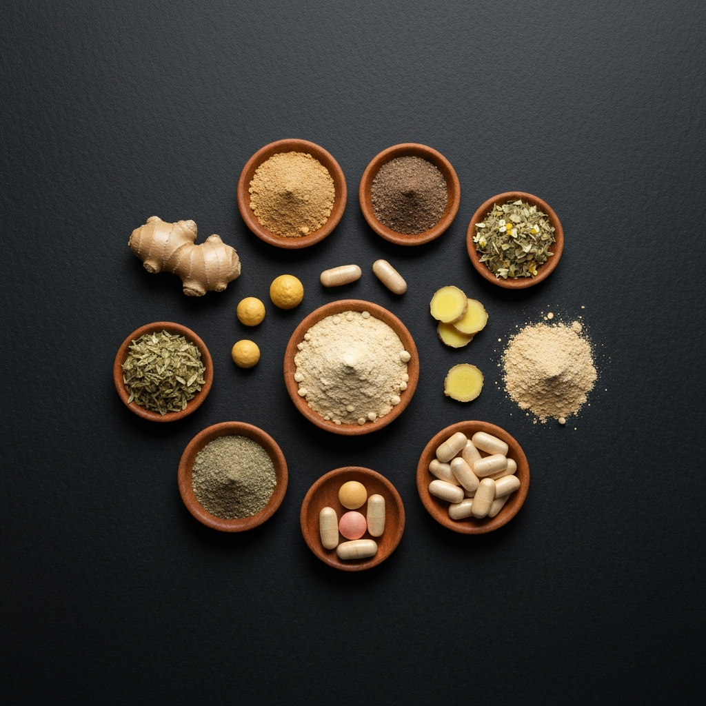 Natural supplement ingredients including Maca root