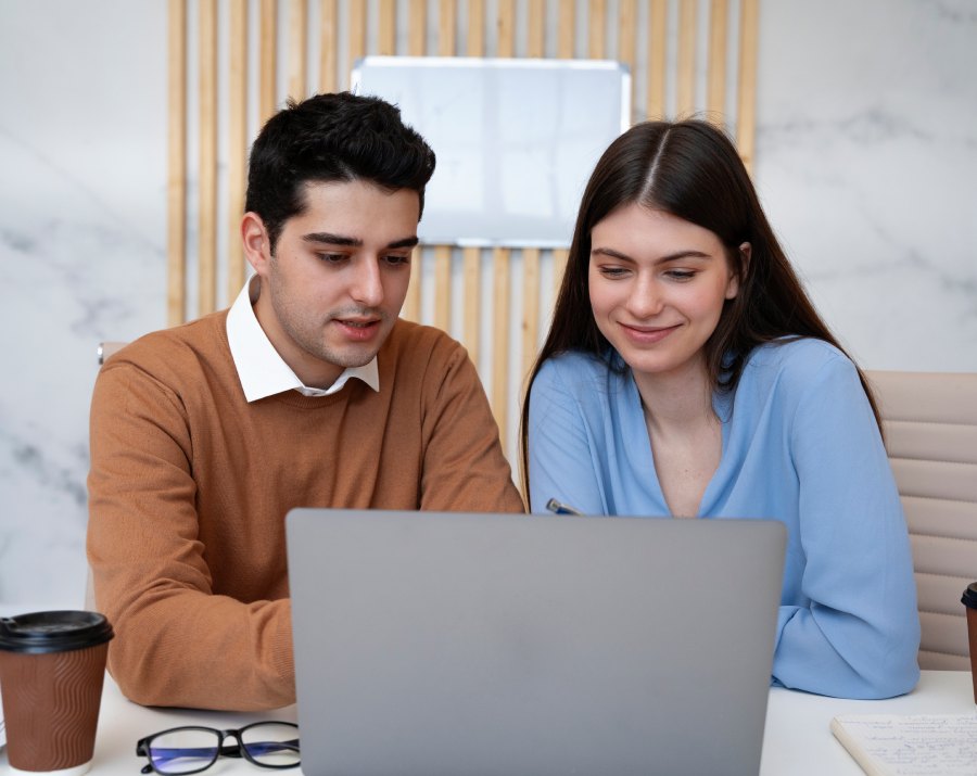 Team members working together