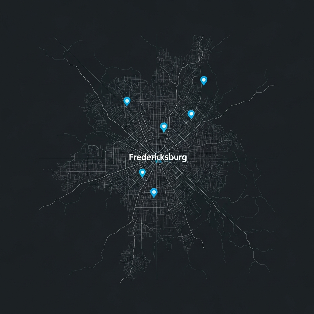 Map of Fredericksburg and surrounding service areas