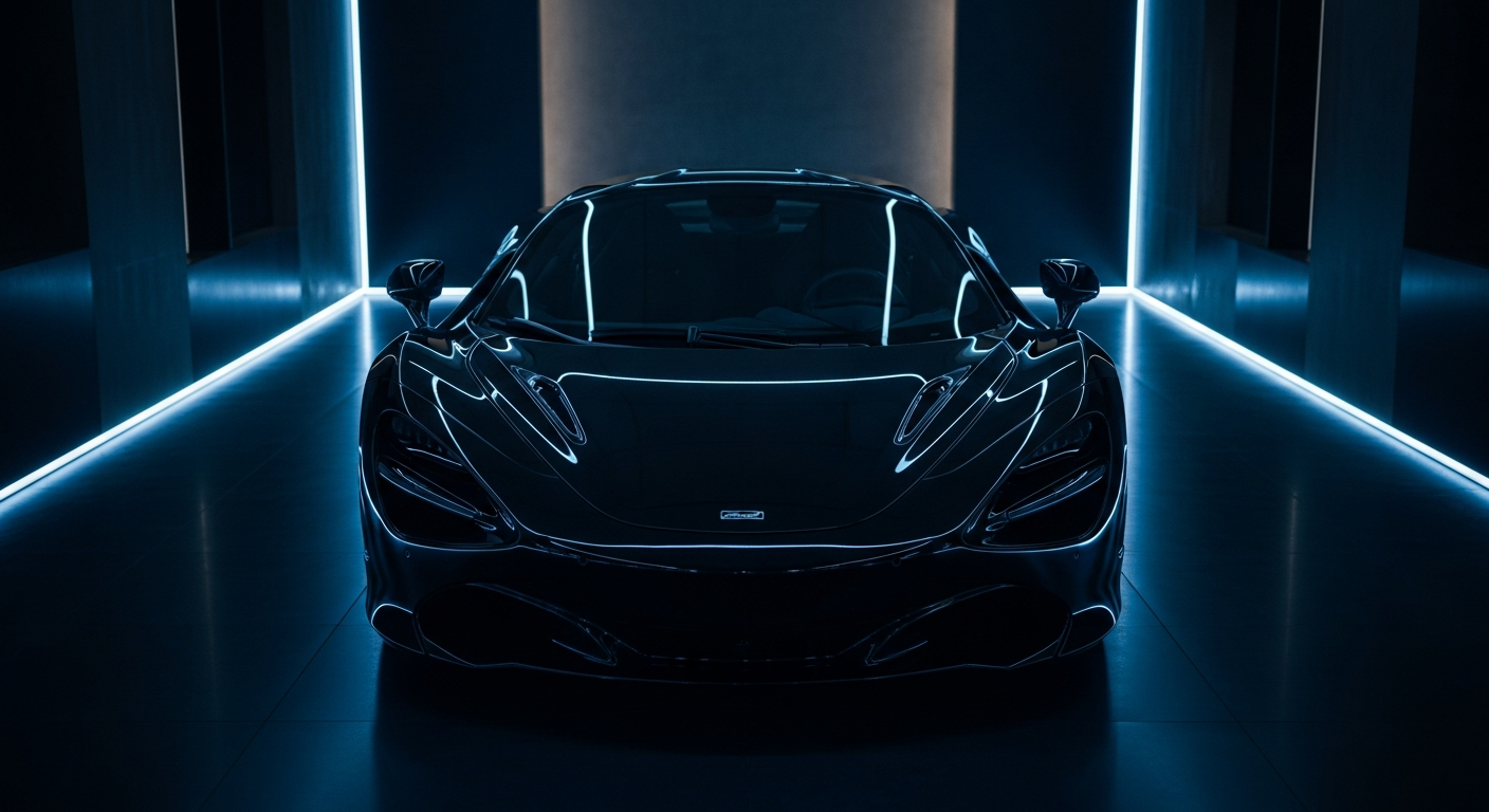 Luxury sports car with glossy ceramic coating