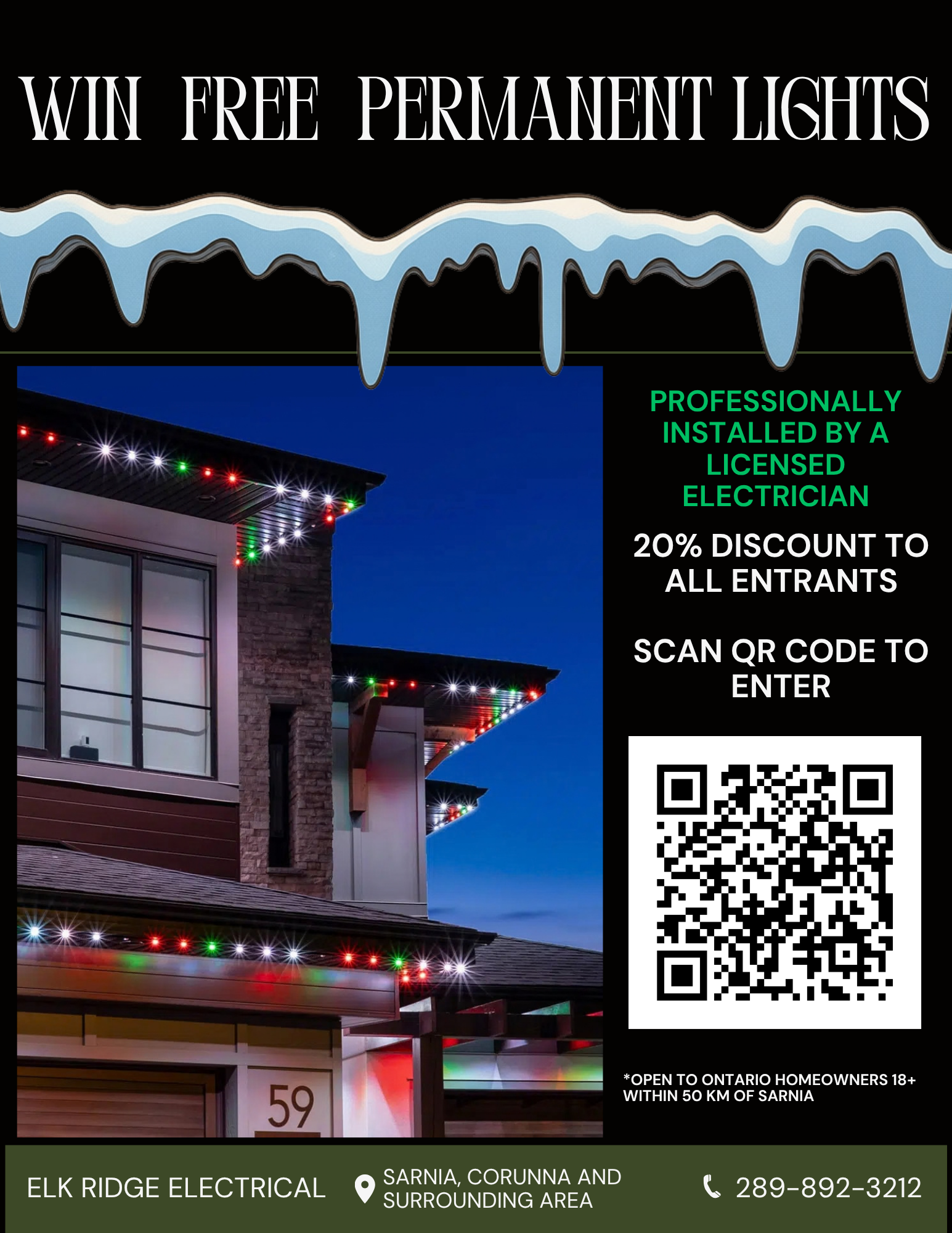 Elk Ridge Electrical Permanent Holiday Lighting Giveaway - Free Installation