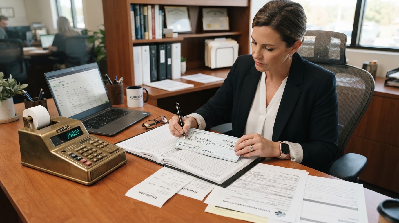 A business owner reimbursing themselves for a business expense, writing a check from a business account