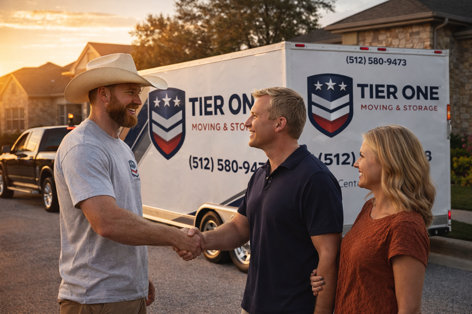 Owner Jason Fry shaking hands with customer