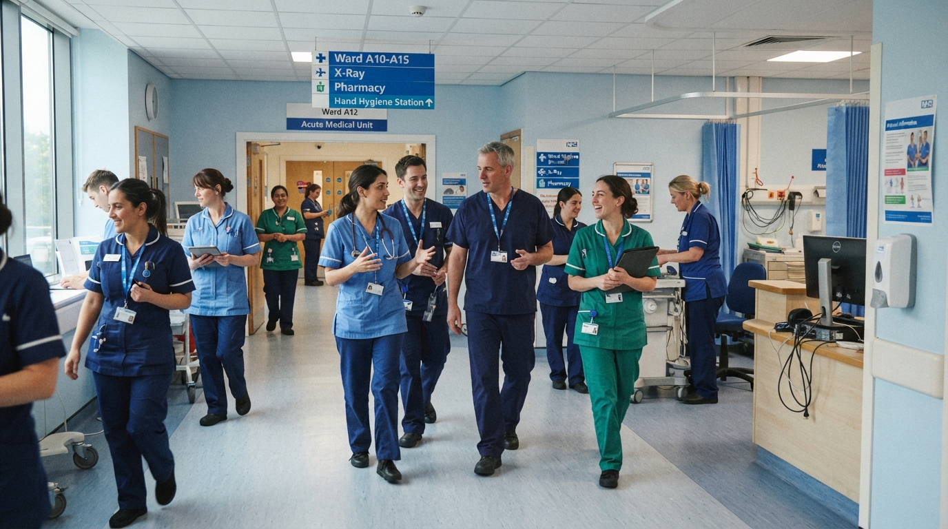 Healthcare professionals in a clinical environment
