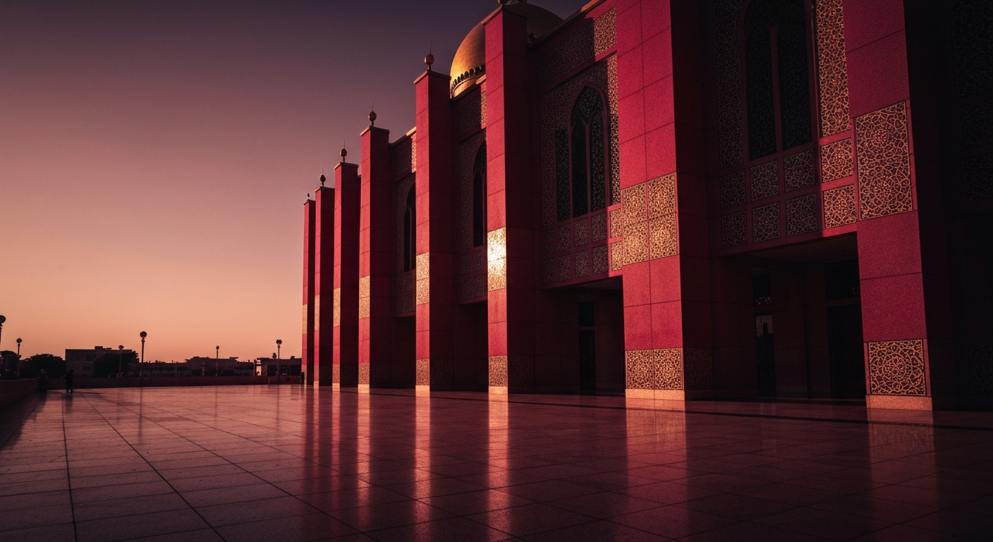 abstract Islamic architecture crimson gold