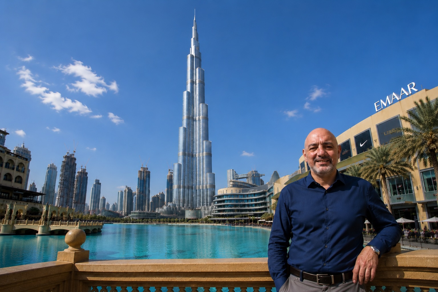 Webshure Founder in Dubai with Burj Khalifa