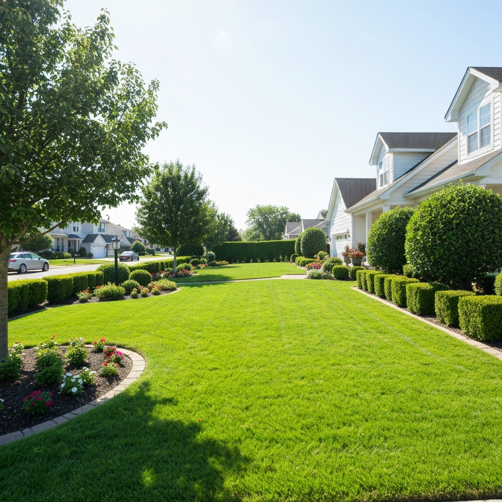 Landscaper working on a beautiful lawn