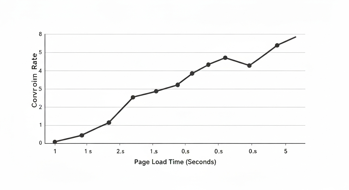 Graph showing conversion rates dropping as page load time increases