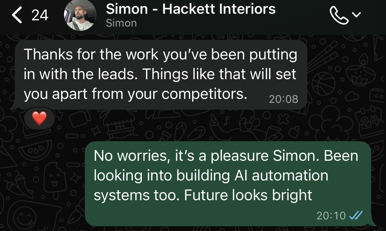 Simon - Thanks for the work you've been putting in with the leads