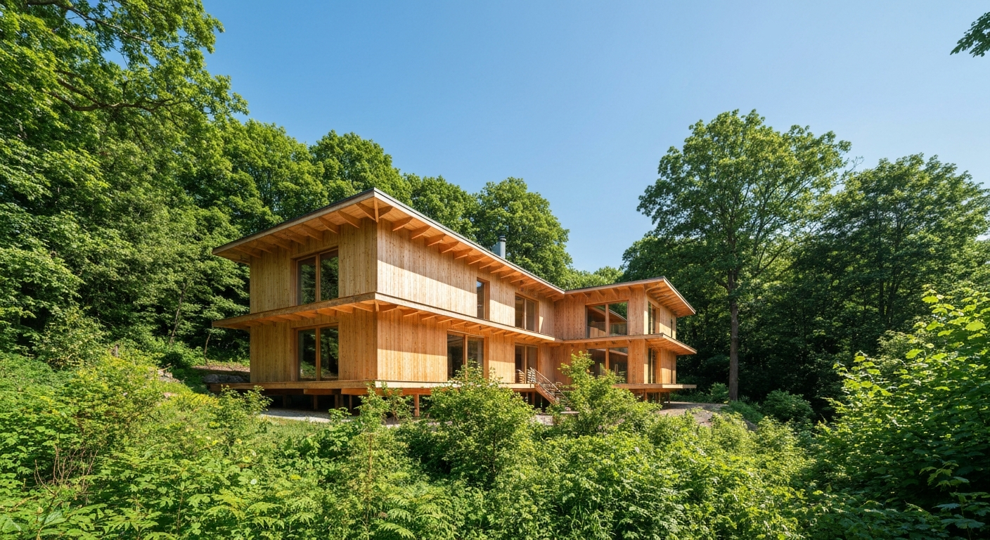 Modernes Holzhaus in der Natur