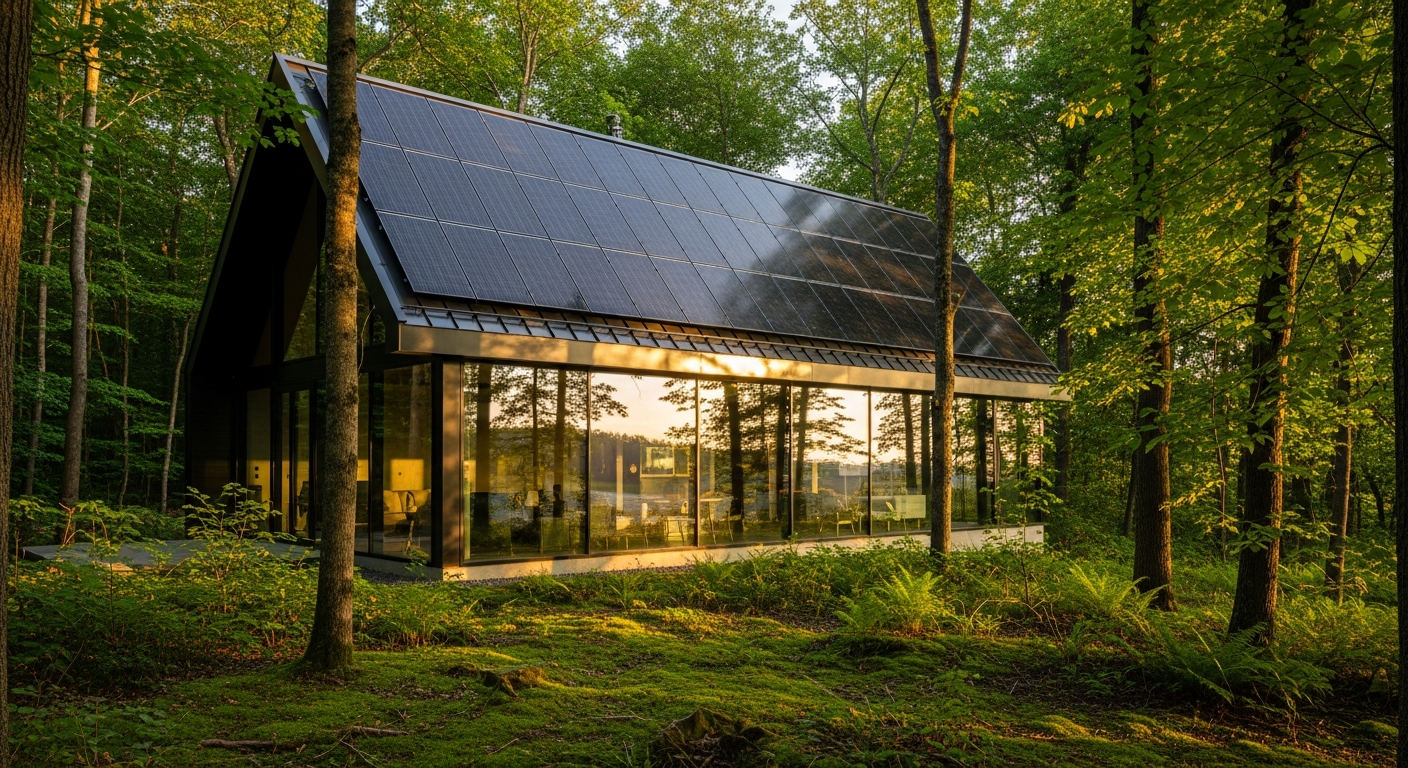 Modernes Holzhaus in der Natur
