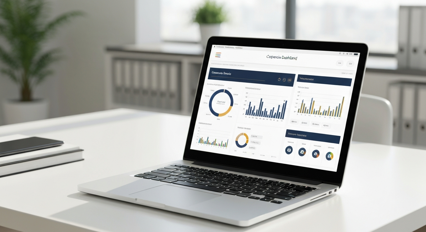 Modern corporate dashboard with financial charts