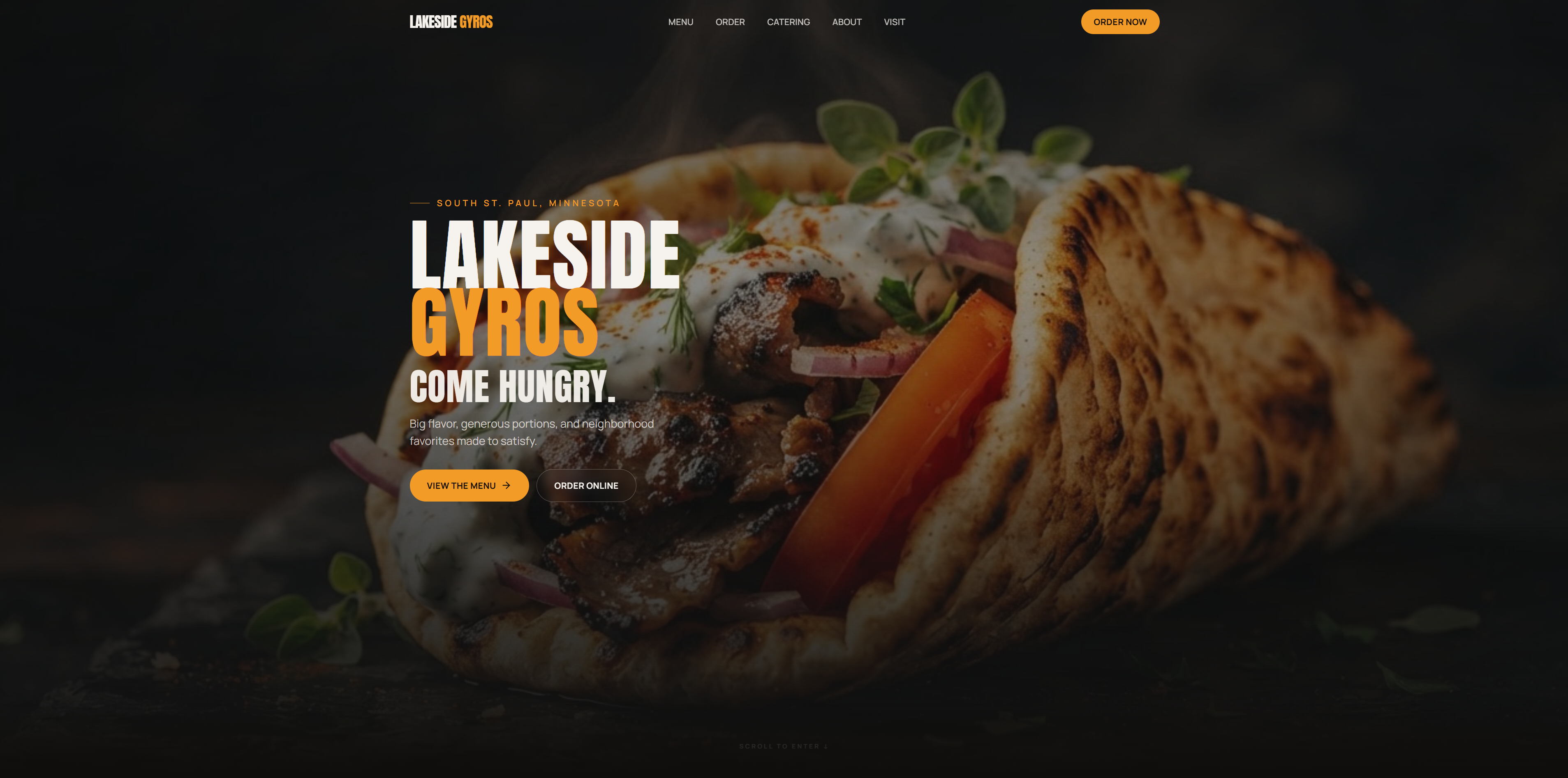 Lakeside Gyros restaurant website demo designed by PG Solution — desktop experience
