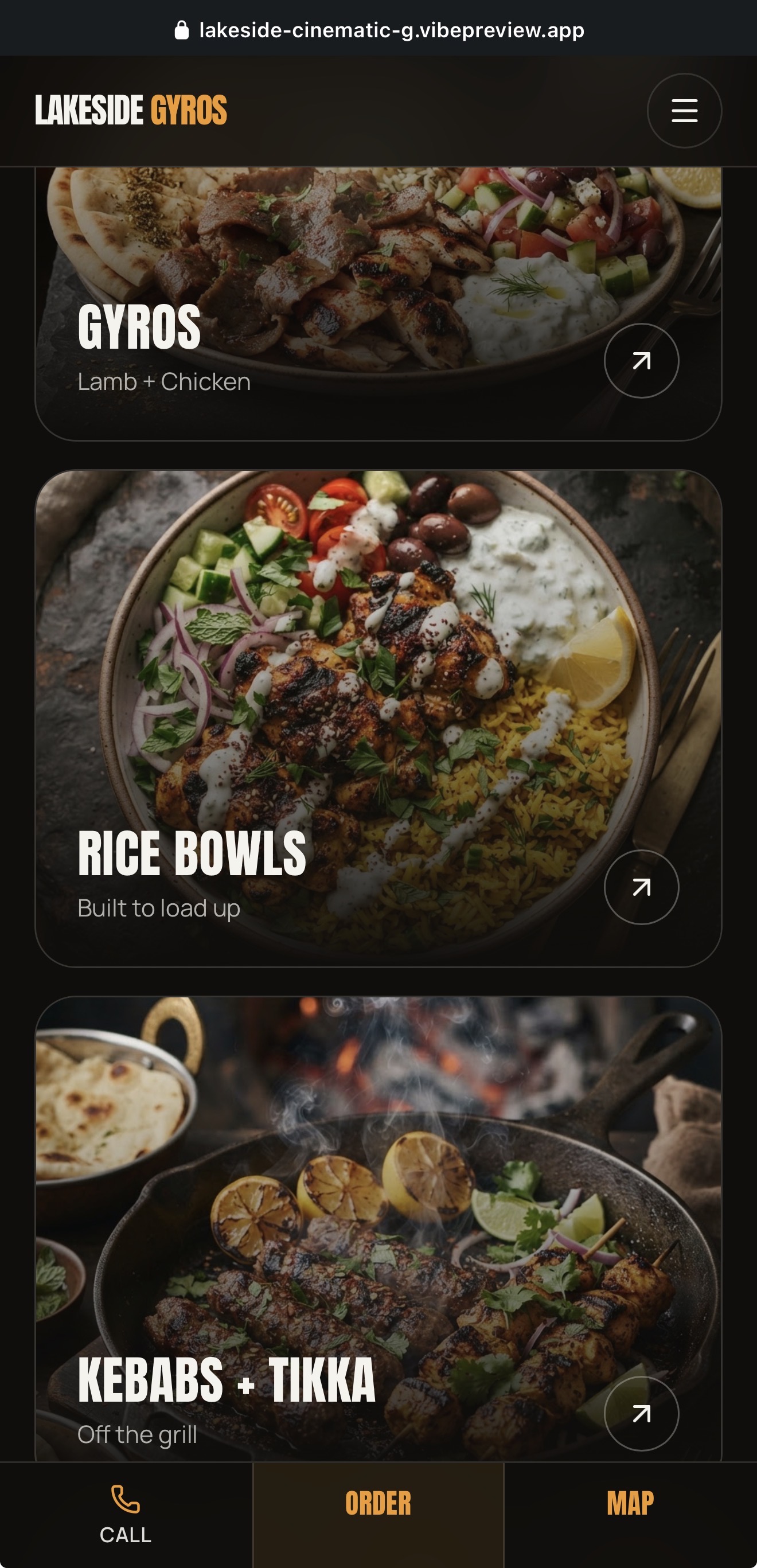 Lakeside Gyros mobile restaurant website demo designed by PG Solution